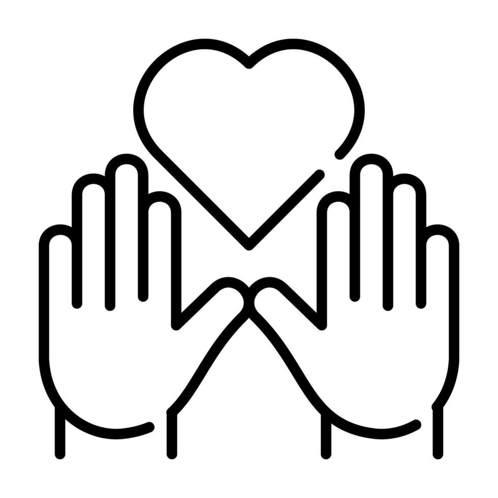 Hands Up Love Care Outline Icon Button Logo Community Design vector