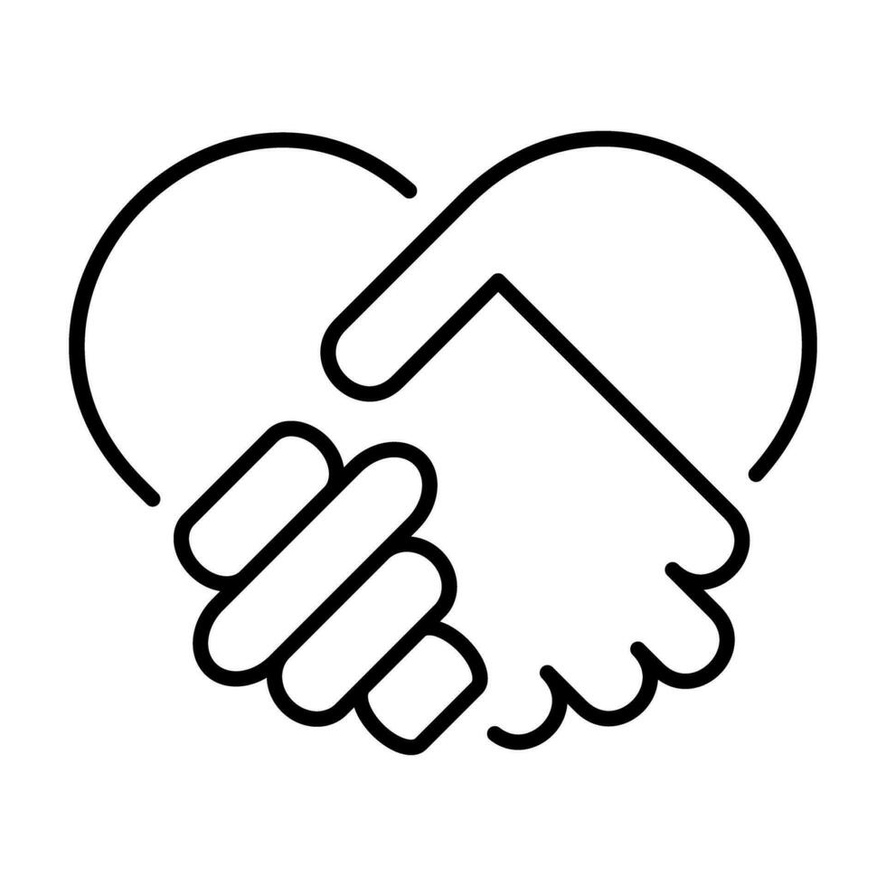 Hand Shake Outline Icon Button Logo Community Design vector