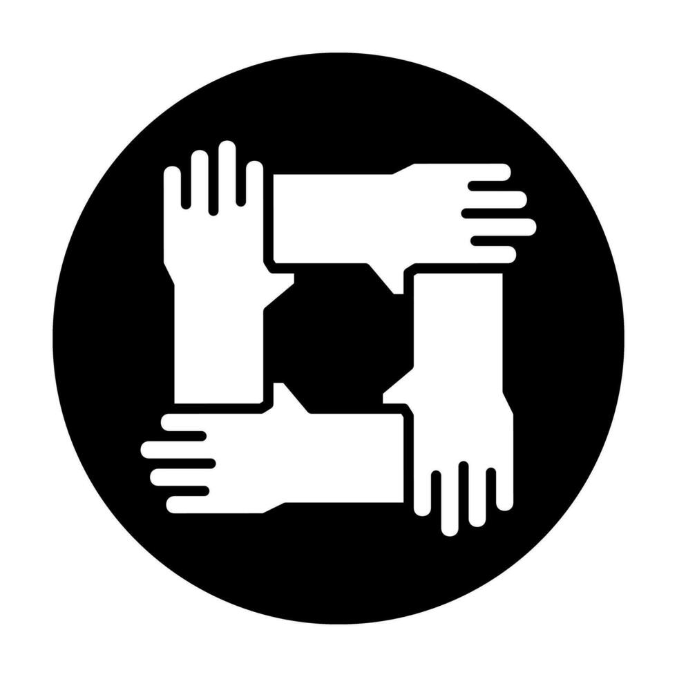 Hands Teamwork Icon Logo Community Black Circle White Design vector