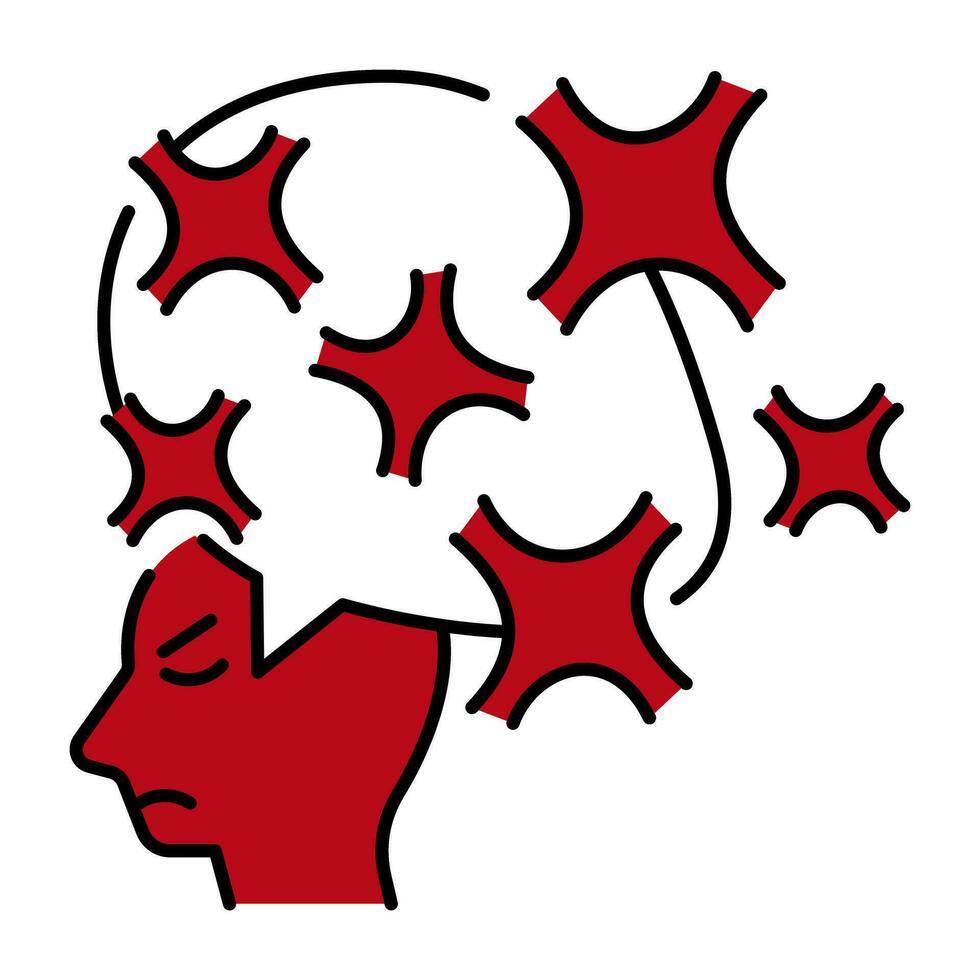 Angry Mood Mental Health Doodle Icon Colorful outline Button Design vector