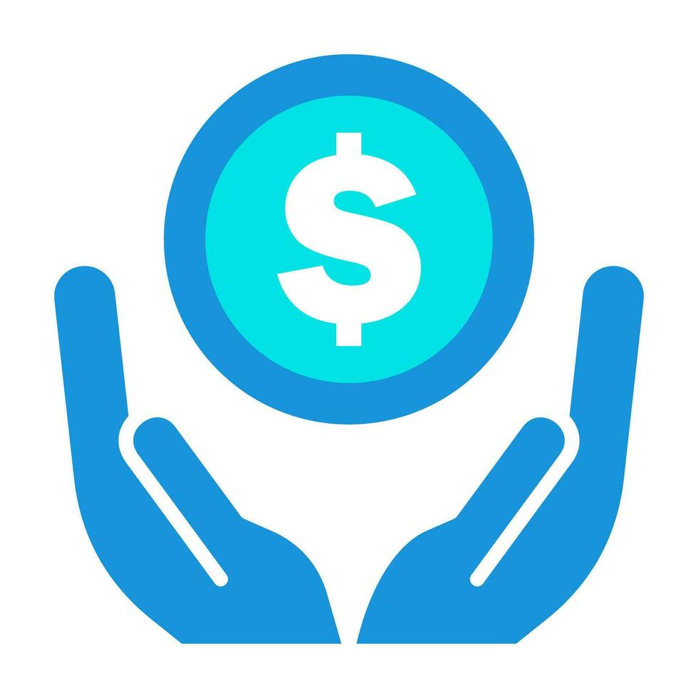 Hands Coin Donation Charity Blue Icon Button Logo Community Design vector