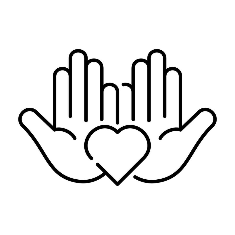 Hands Palm Love Outline Icon Button Logo Community Design vector