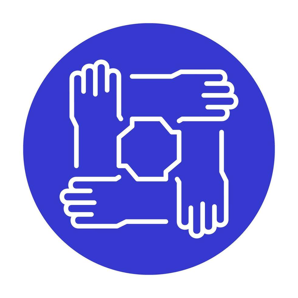 Hands Teamwork Icon Logo Community Purple Circle White Outline Design vector