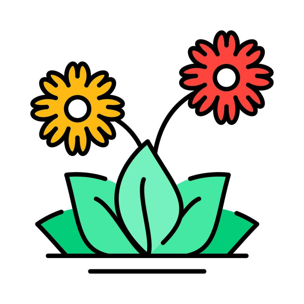 flor floreciente vistoso contorno icono diseño vector