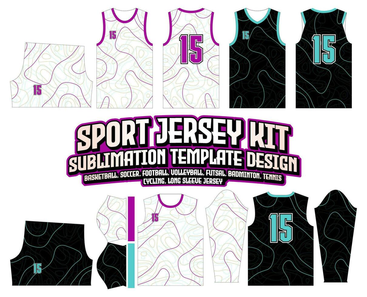 contour Colorful outline Line Jersey Design Sportswear Background vector