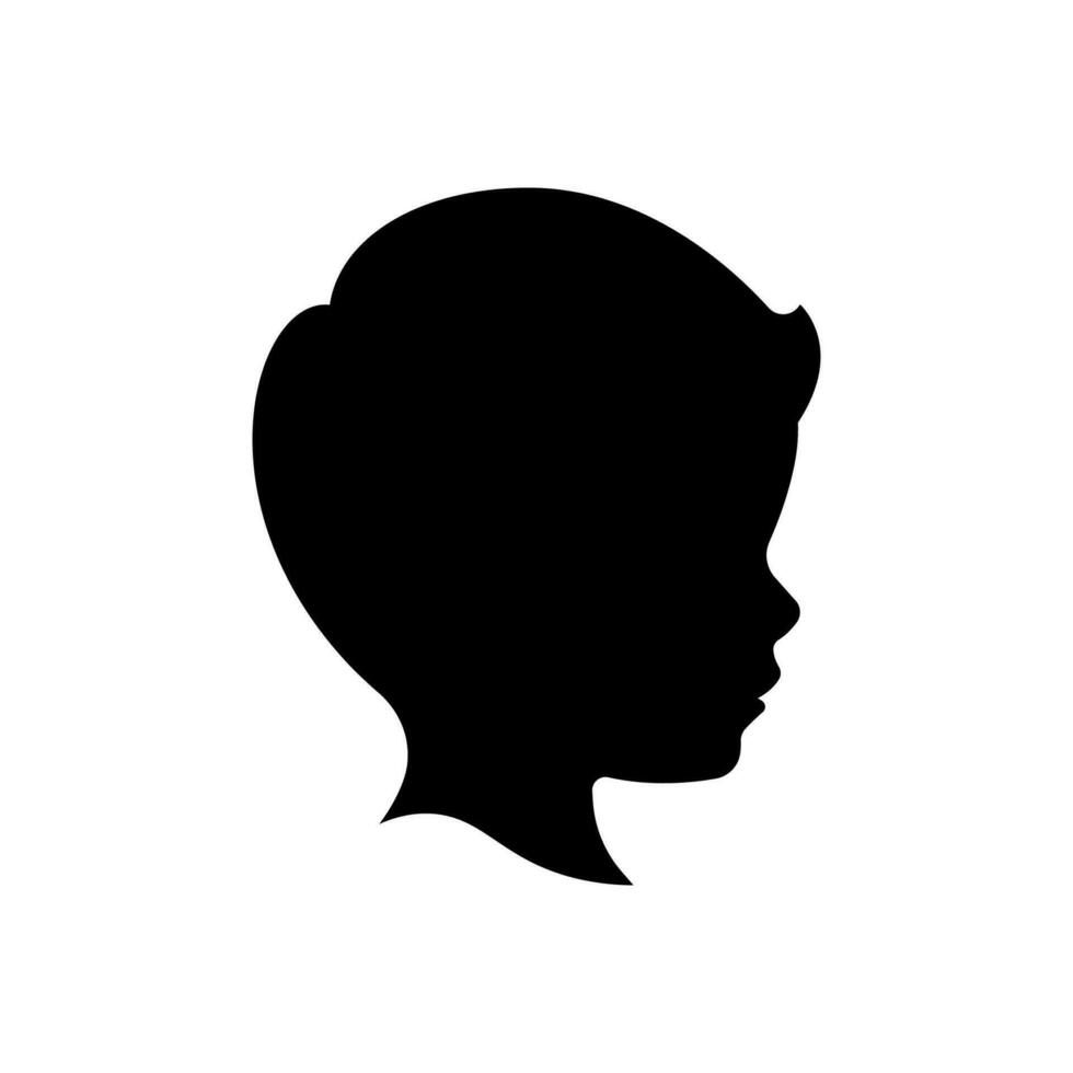 Kid head silhouette vector isolated on white background.