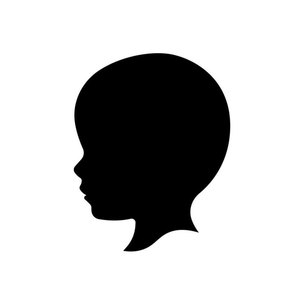 Child head silhouette vector isolated on white background.