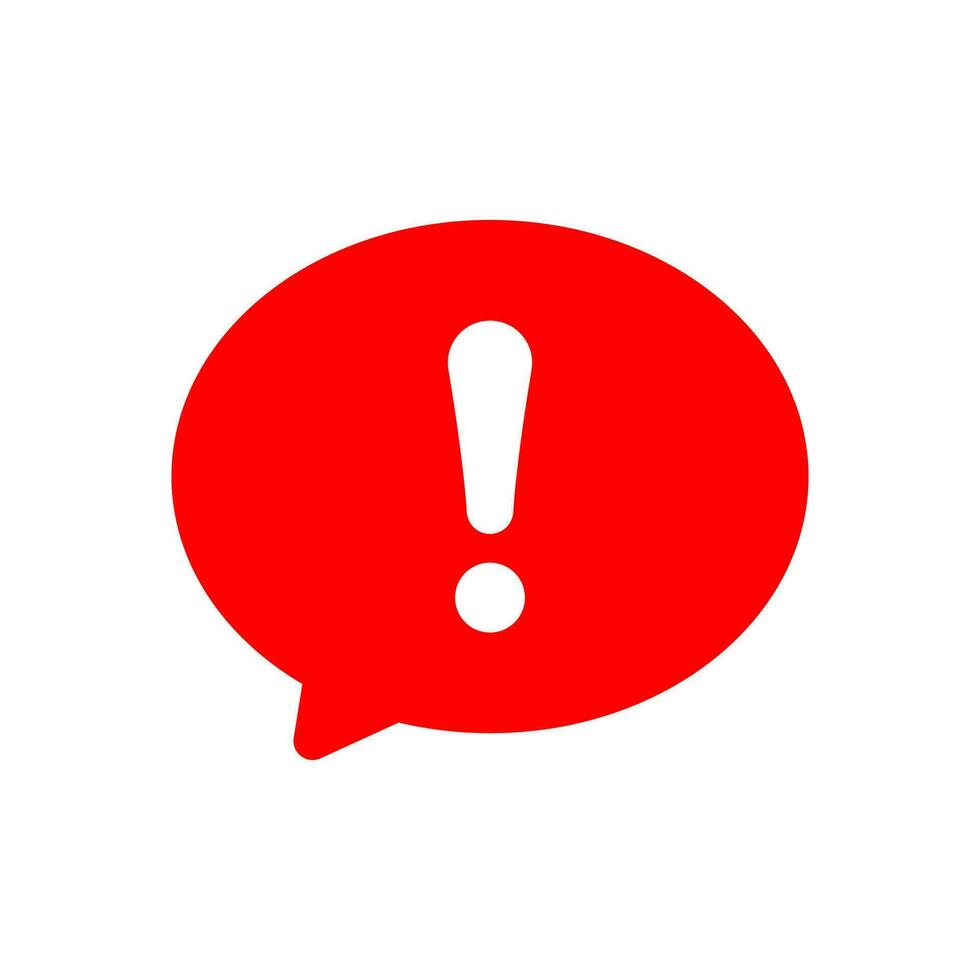 Exclamation mark in red speech bubble vector