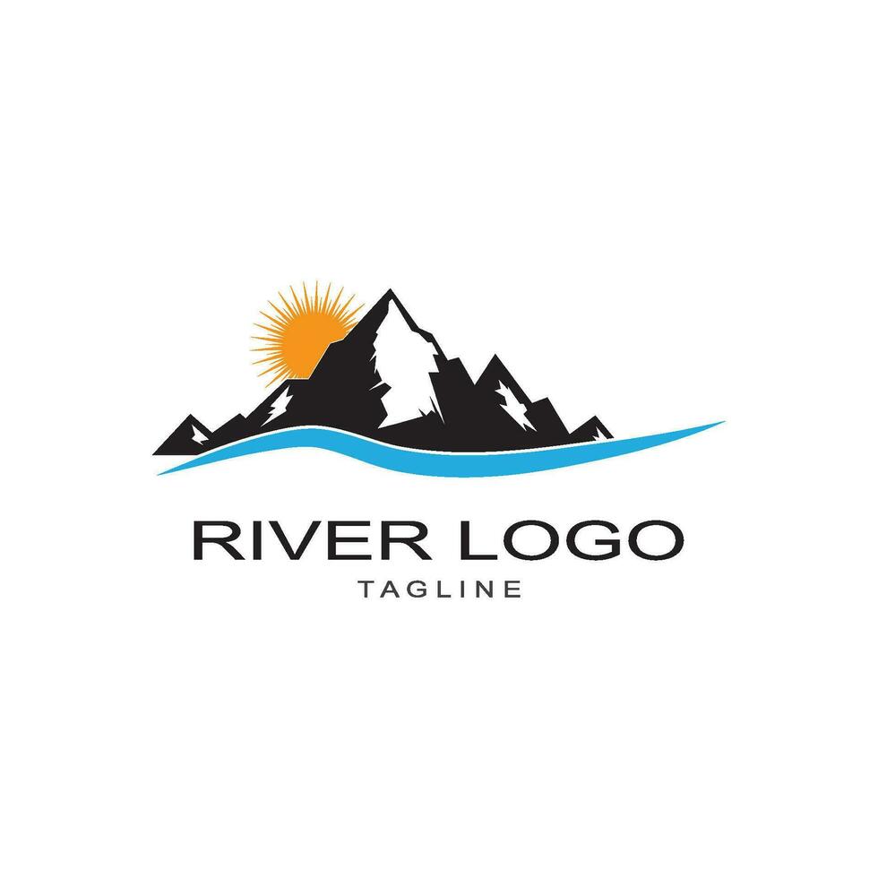 río logo modelo vector icono ilustración