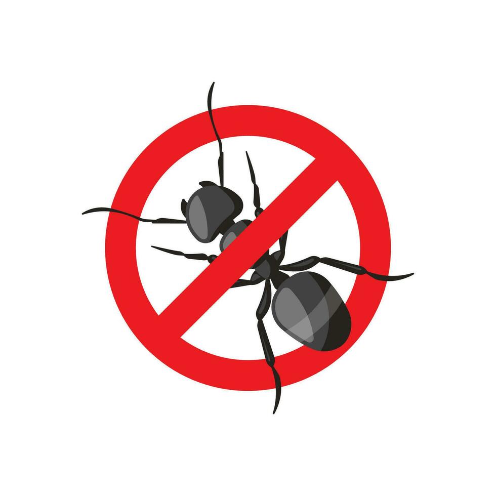 Ant in red forbidding circle vector