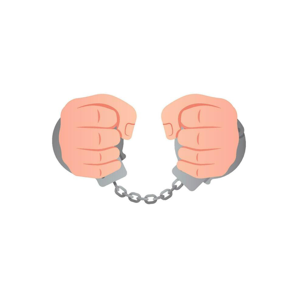 Handcuff punishment isolated on white background. vector