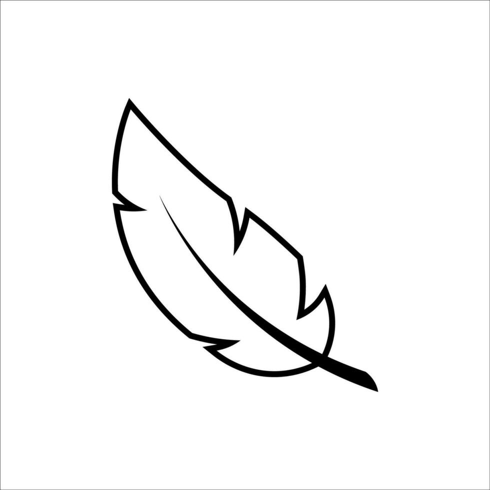 Feather outline icon isolated on white background. vector