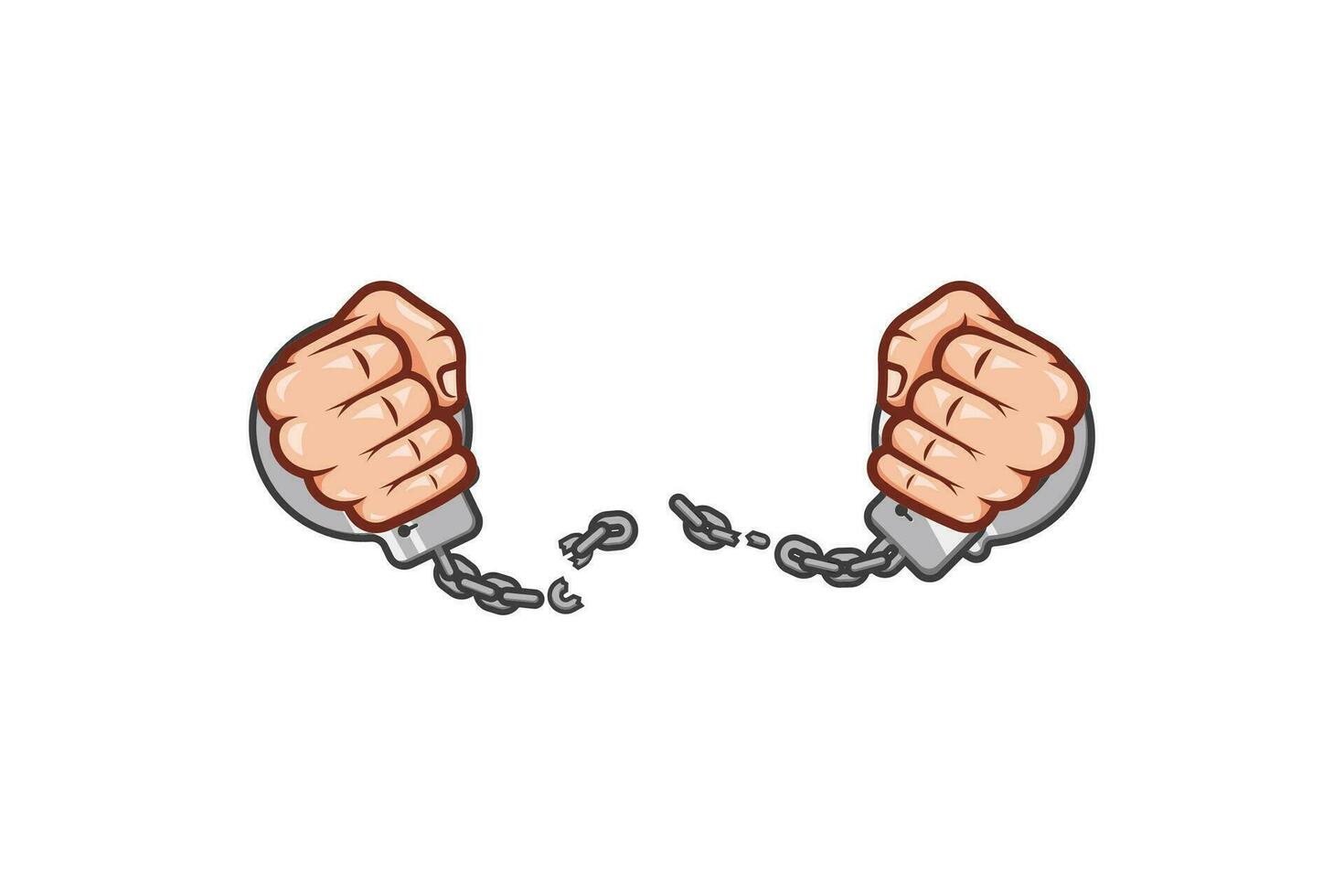 The clenched fist broke the chain of the handcuffs vector