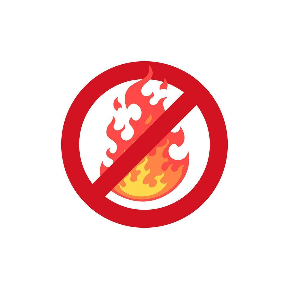 No fire icon, prohibition sign vector