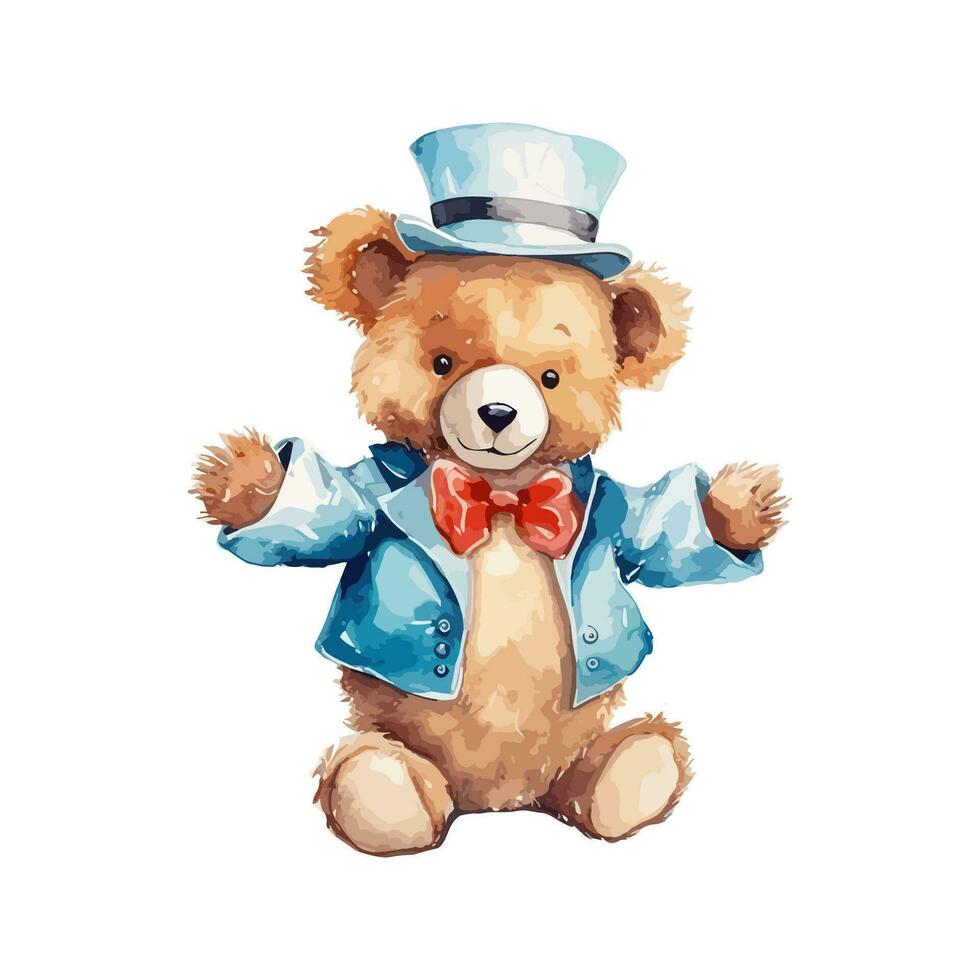 Teddy Bear Dressed As Circus Owner With Suit And Hat vector