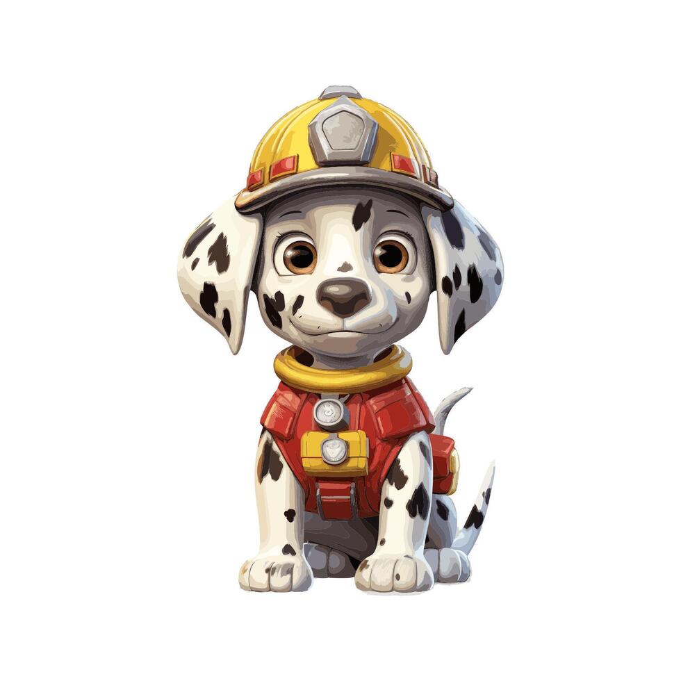 Brave Dog As Fire Fighter Standing Confidently vector