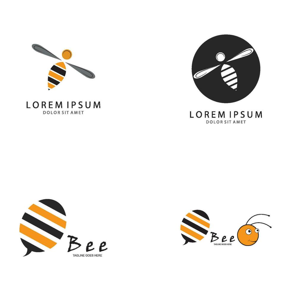 abeja logo modelo vector icono