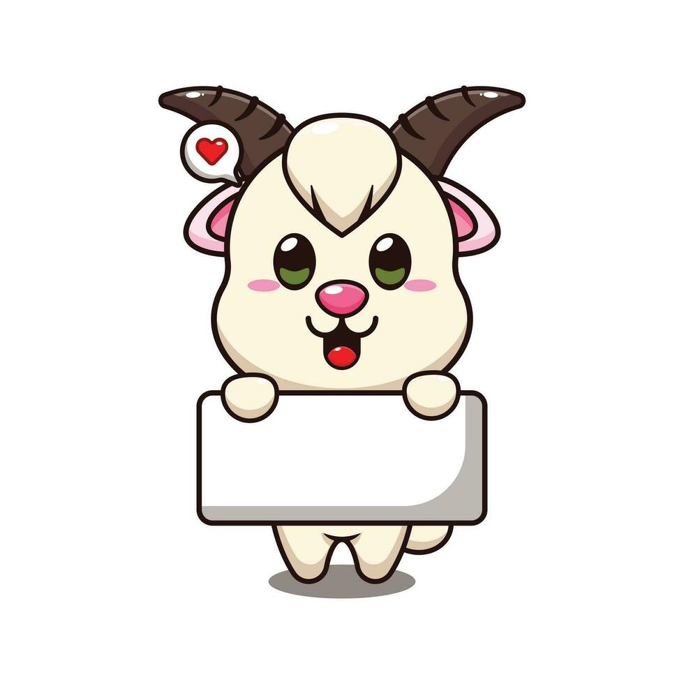 goat holding greeting banner cartoon vector illustration.