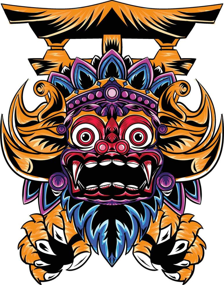 vector illustration of barong bali mask isolated on white background