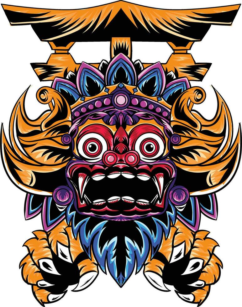 vector illustration of barong bali mask isolated on white background