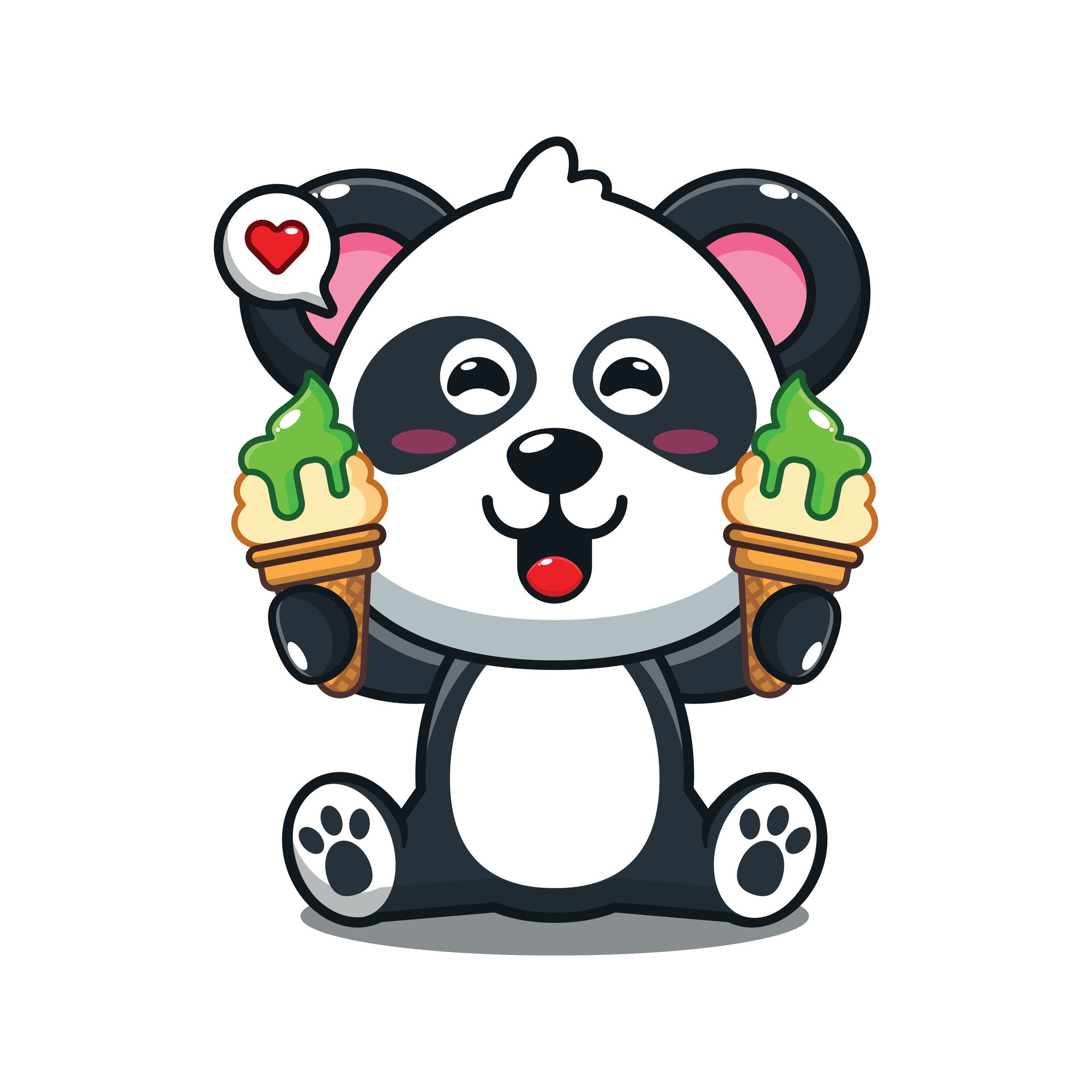 cute panda with ice cream cartoon vector illustration. 25561090 Vector ...