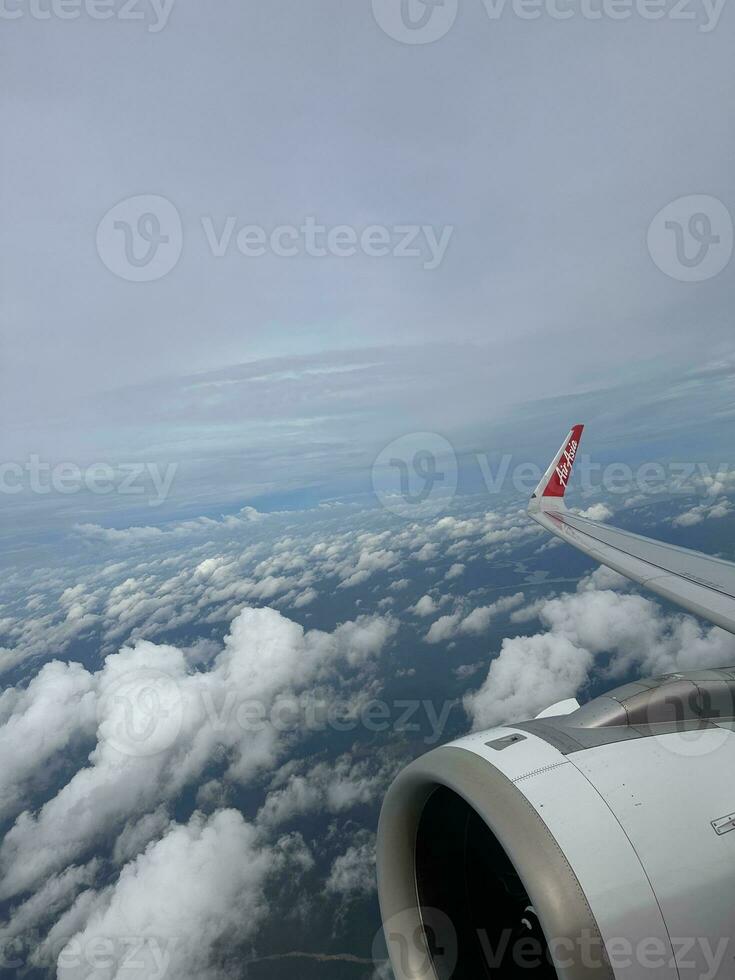 sky view on an airplane photo
