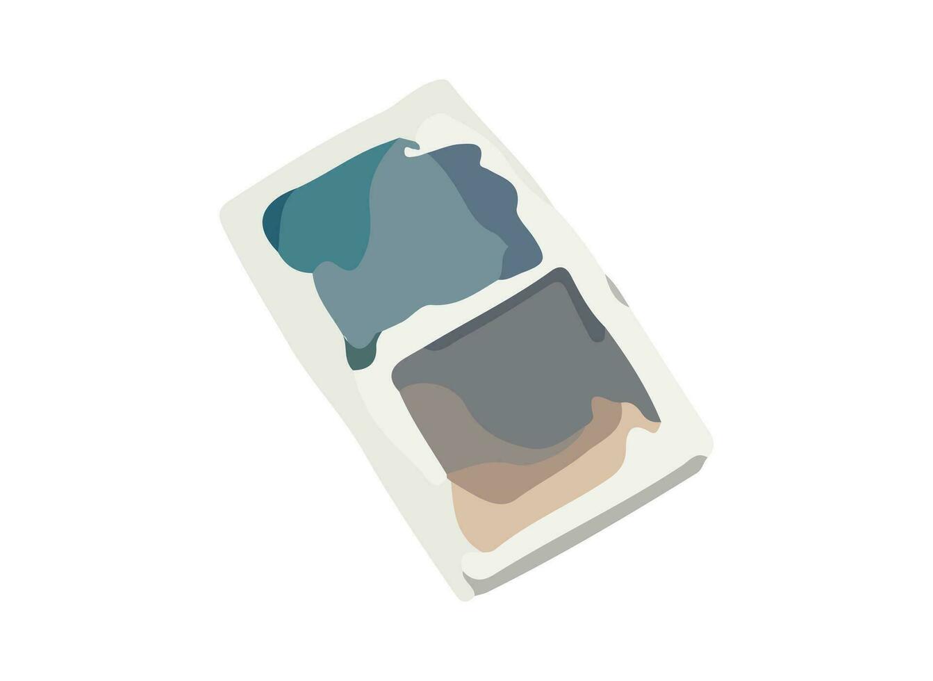 Palette with paints for the artist painted in watercolor. Vector illustration for study. Back to school, supplies for classes.