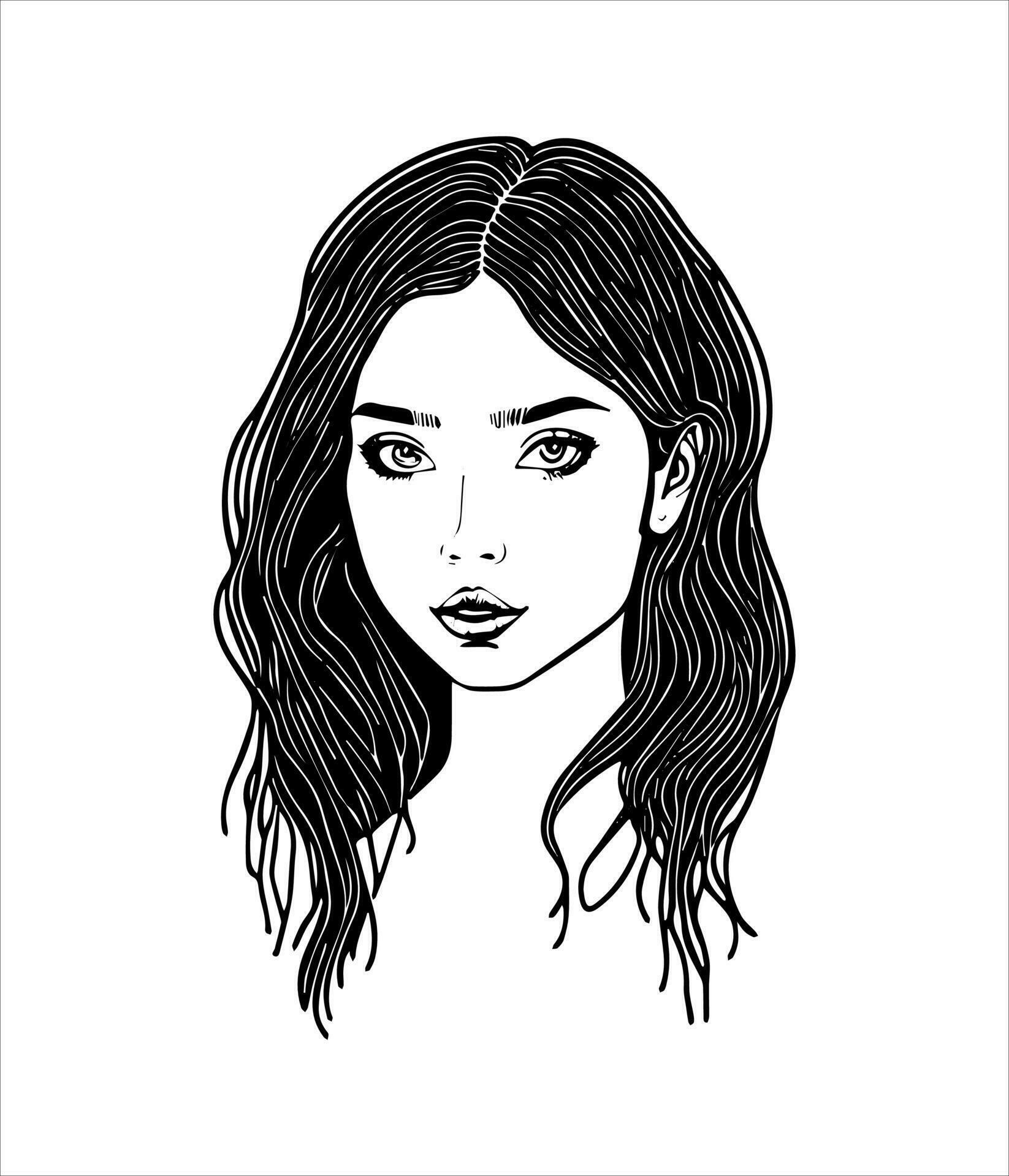 Simple, minimalist vector illustration set of beautiful woman face