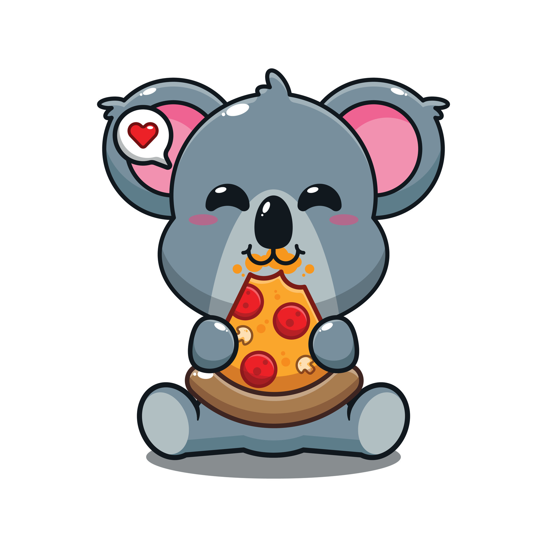 cute koala eating pizza cartoon vector illustration. 25561314 Vector