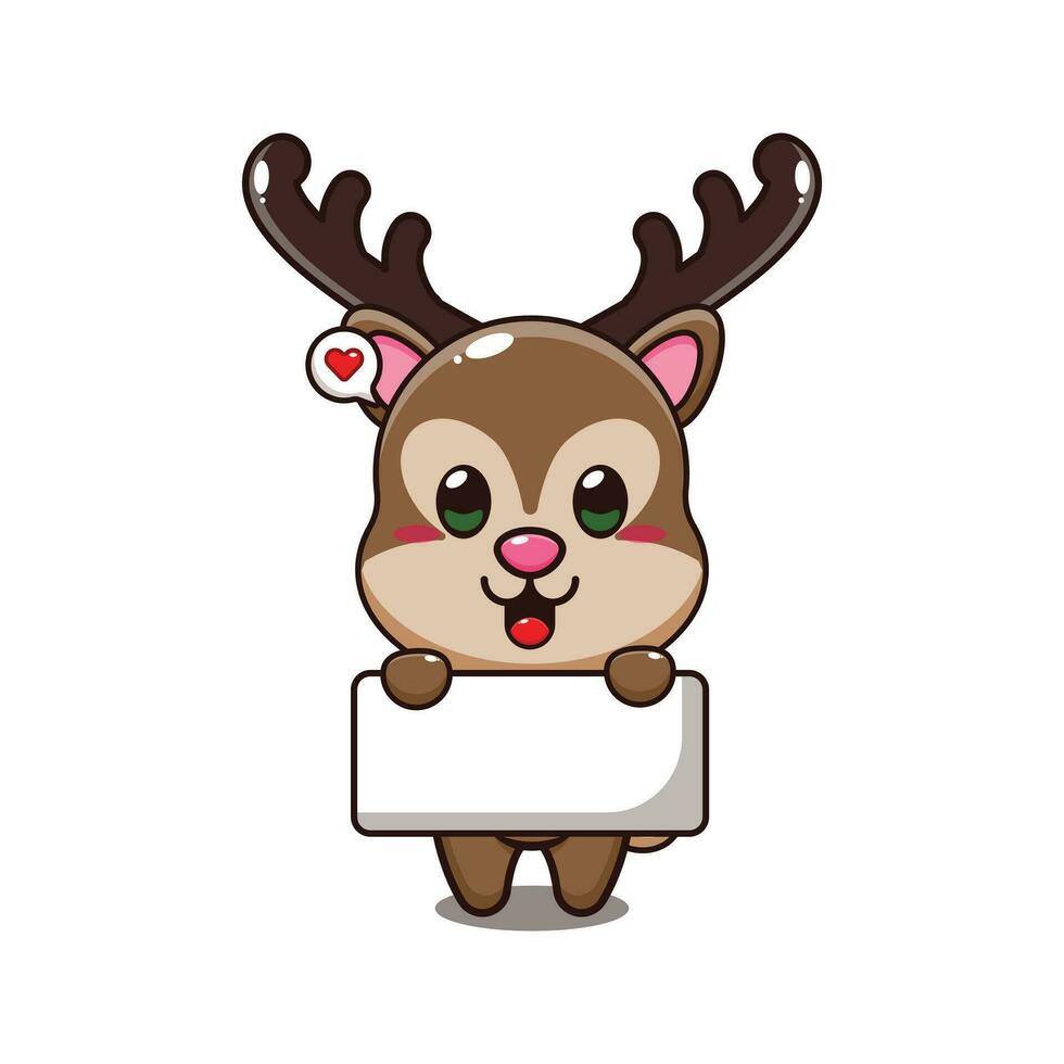 deer holding greeting banner cartoon vector illustration.