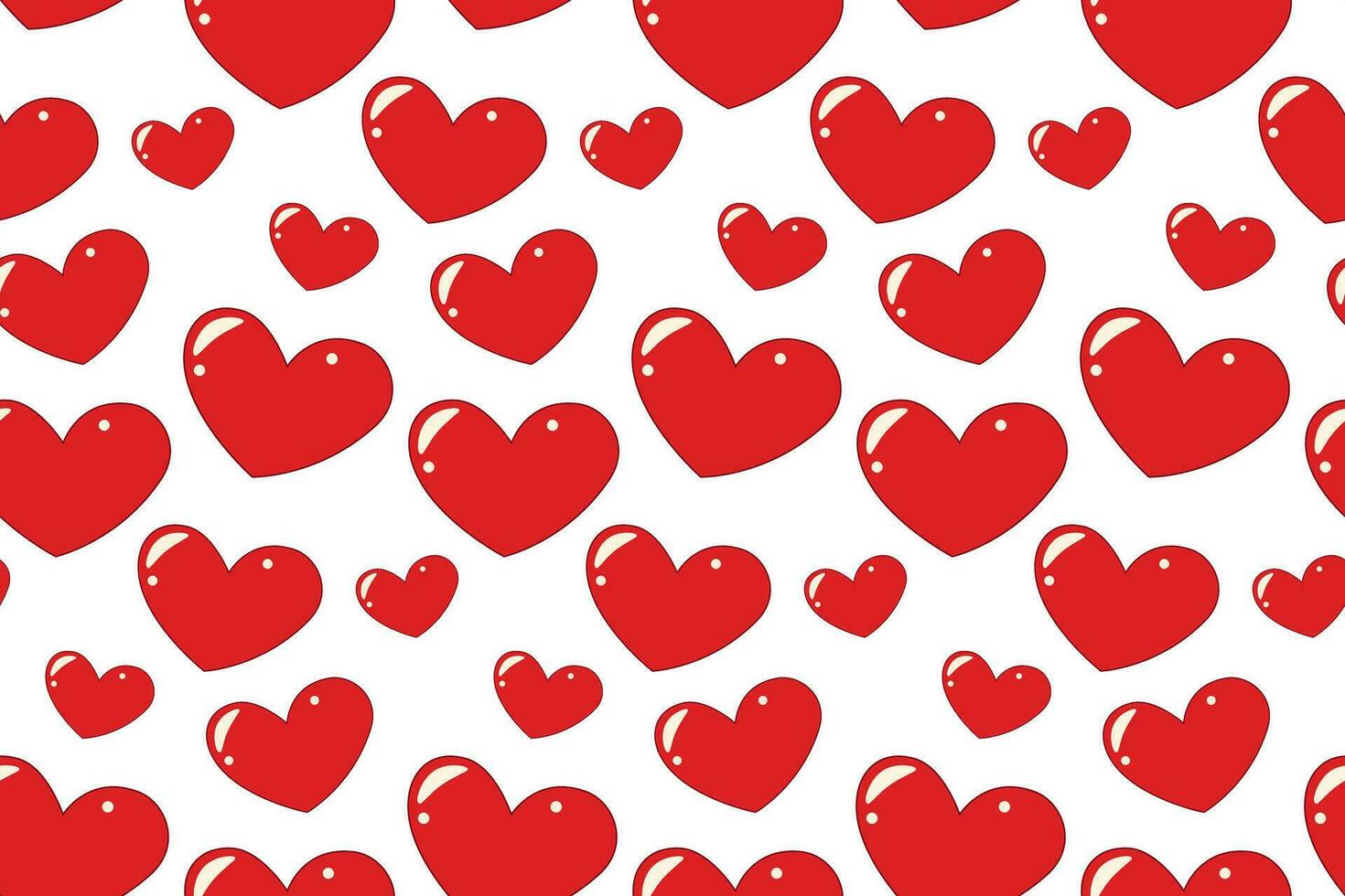 Seamless Pattern of hearts in cartoon style in trendy shades. Isolate. Valentines day. Vector. EPS vector