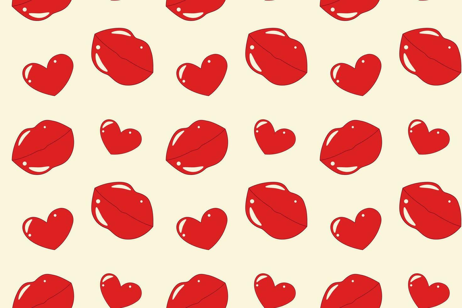 interminable modelo de corazones en y labios dibujos animados estilo en de moda matices vector. aislar. san valentin día. vector