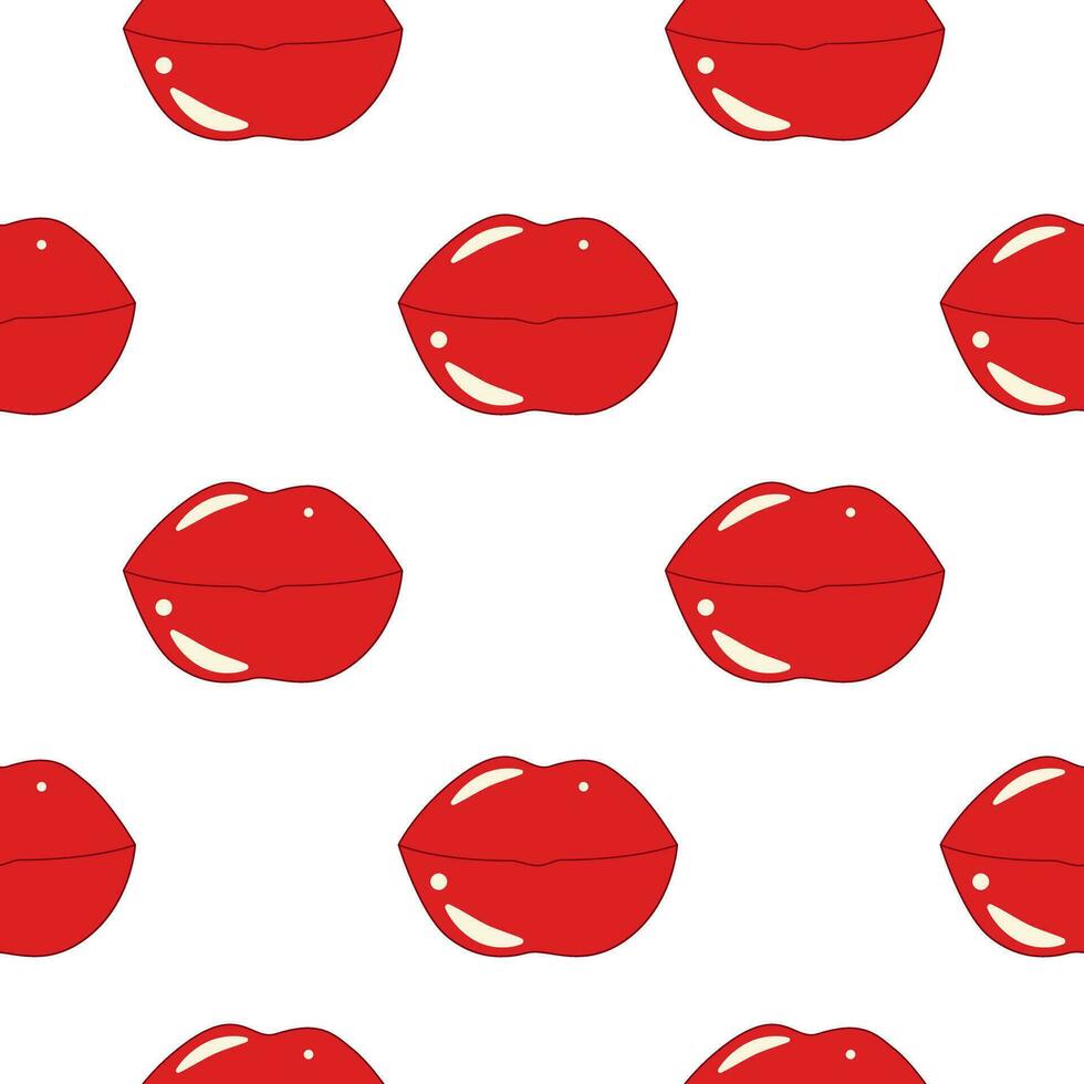 sin costura modelo de labios en retro estilo en de moda brillante color rojo. resumen antecedentes textura. eps vector