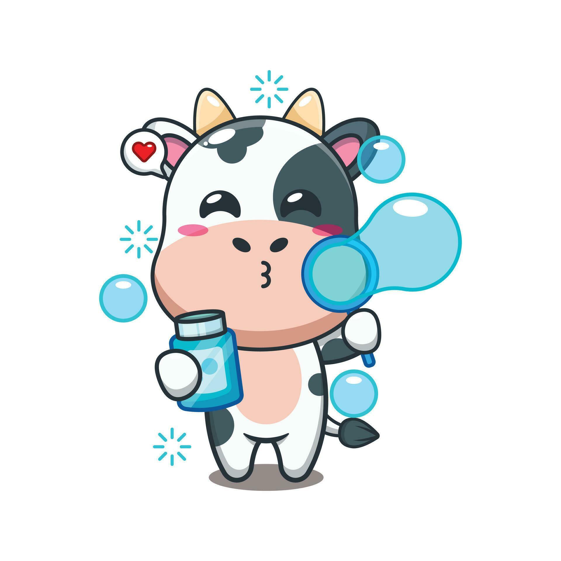 cow blowing bubbles cartoon vector illustration. 25561530 Vector Art at