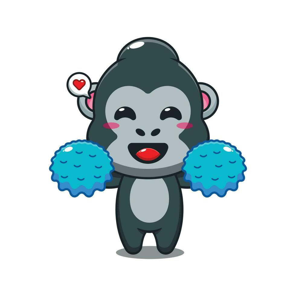 cheerleader gorilla cartoon vector illustration.