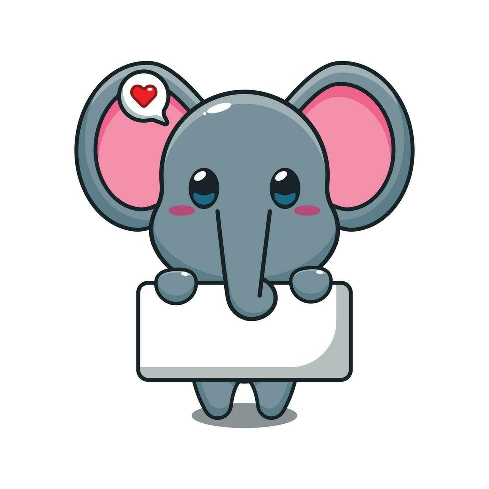 cute elephant holding greeting banner cartoon vector illustration.