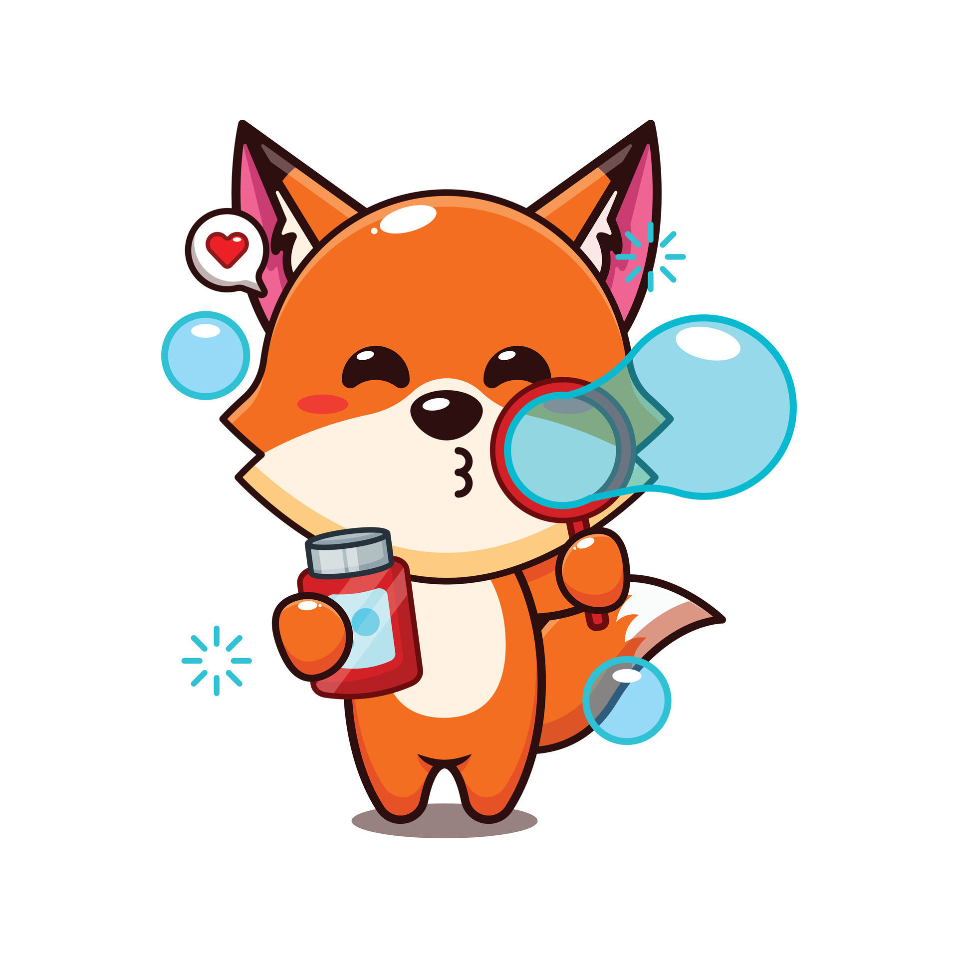 cute fox blowing bubbles cartoon vector illustration. 25561577 Vector ...