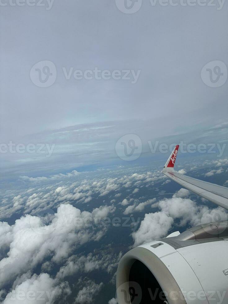 sky view on an airplane photo