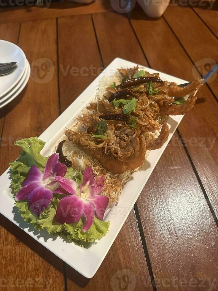 tasty fresh spicy seafood photo