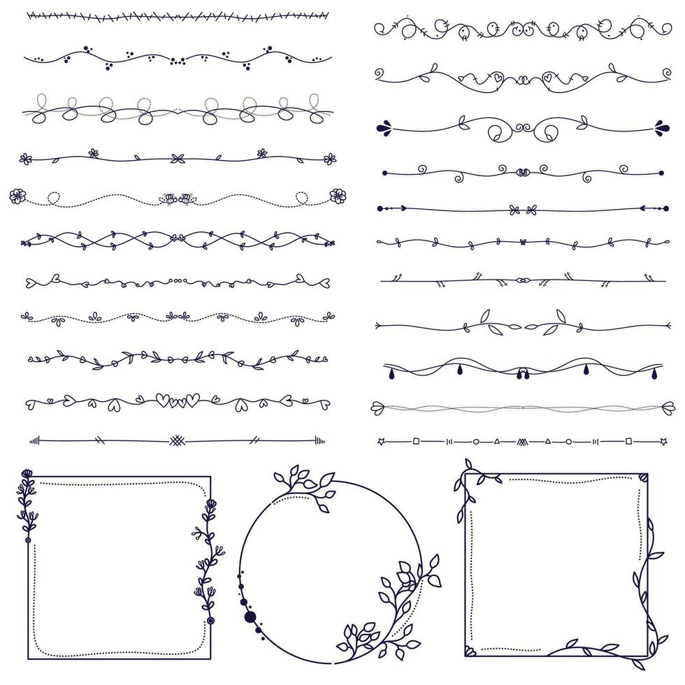 Set of hand-drawn decorative elements for your design. Vector illustration