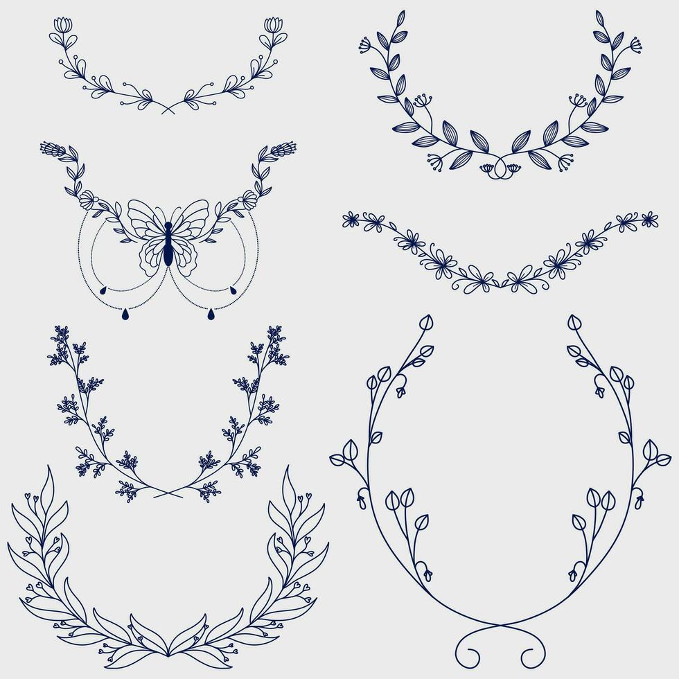 Set of hand-drawn decorative elements for your design. Vector illustration