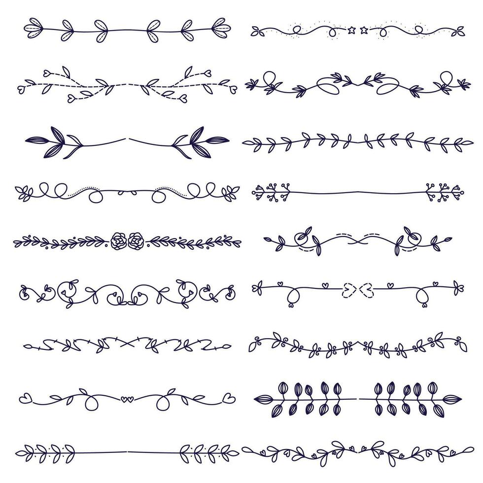 Set of hand-drawn decorative elements for your design. Vector illustration