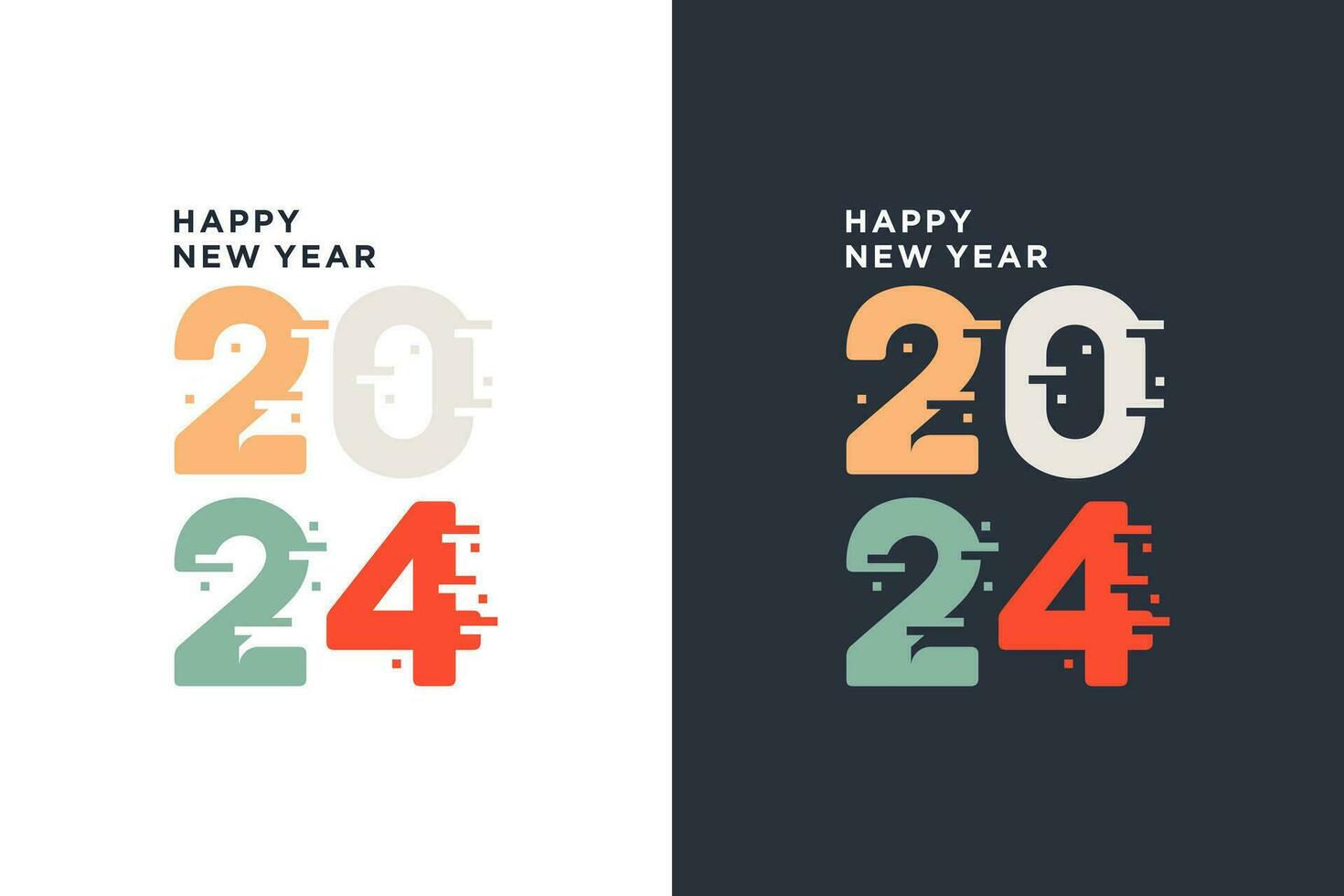 happy new year 2024 illustration, 2024 design in retro colors vector