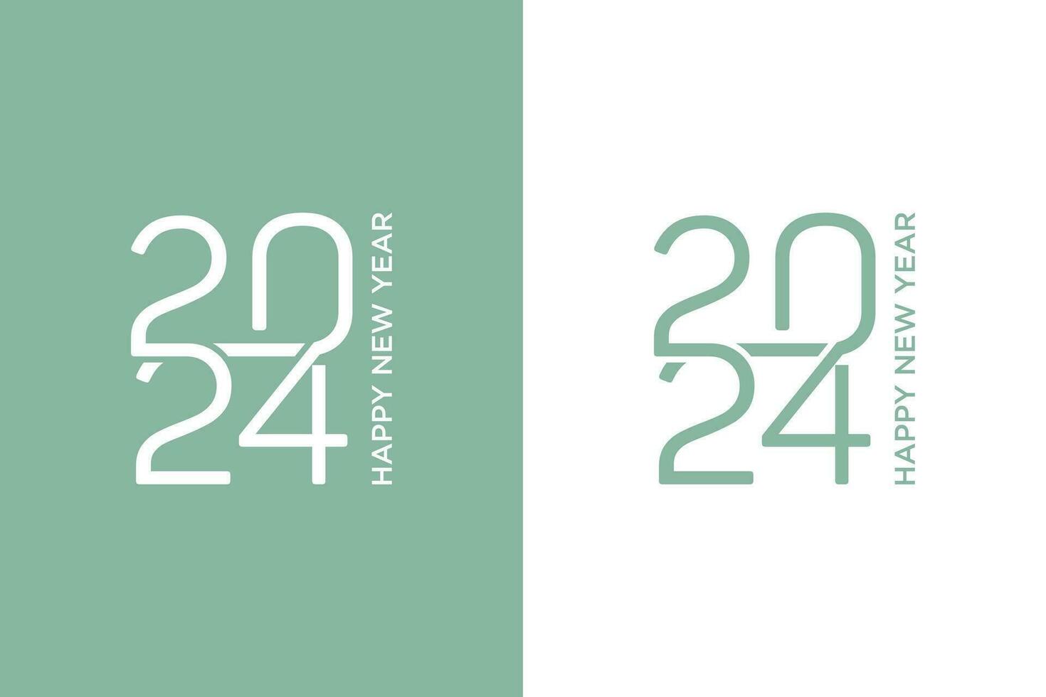 happy new year 2024 with connected minimalist numeral style vector