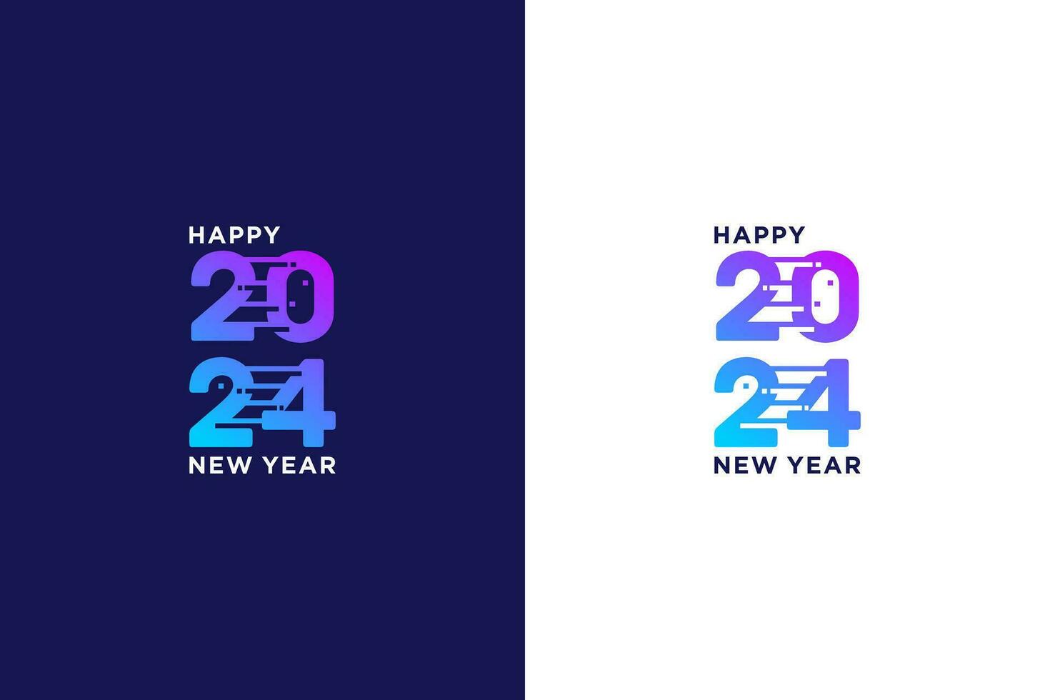 happy new year 2024 illustration, 2024 design with connected numbers and color gradation vector