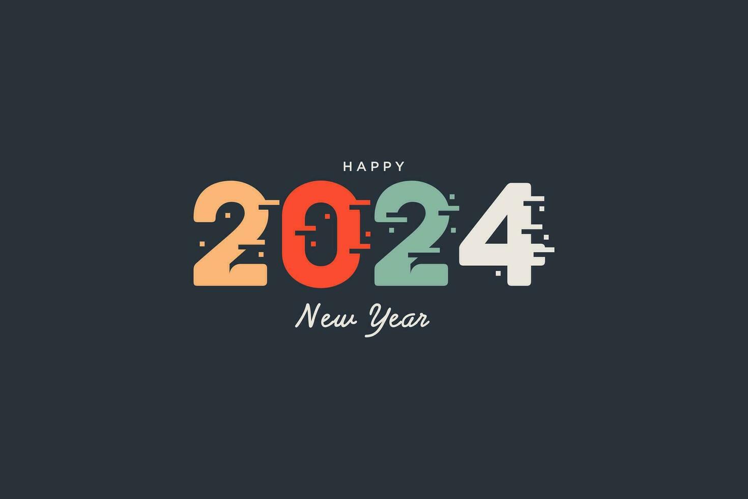 happy new year 2024 in retro color style vector