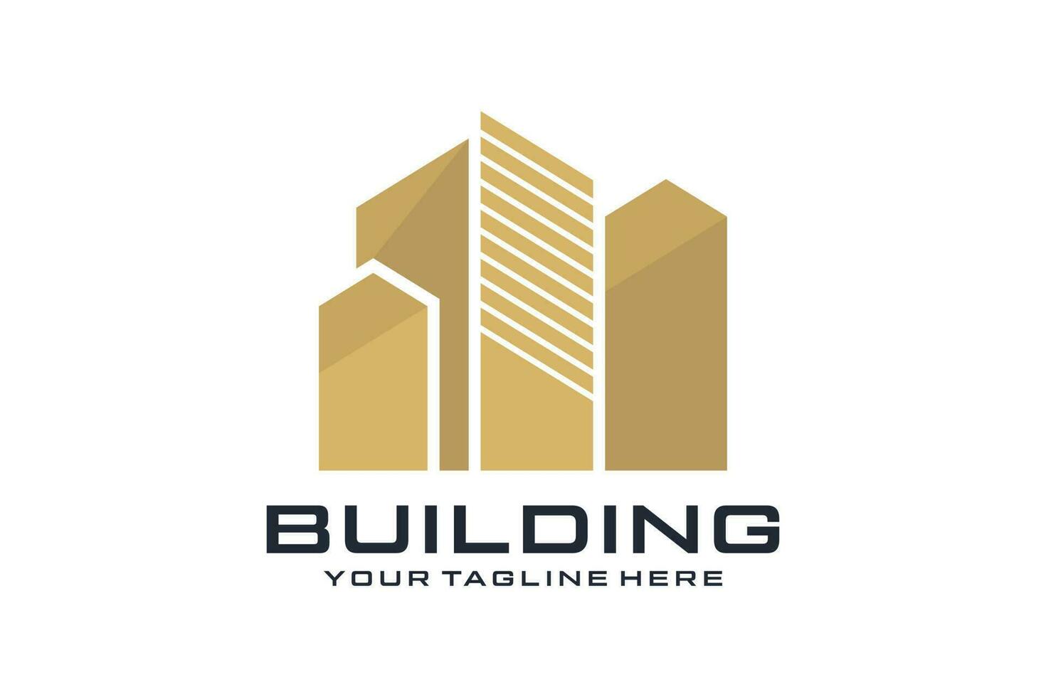 logo design for buildings, properties, houses, tall buildings in gold color vector