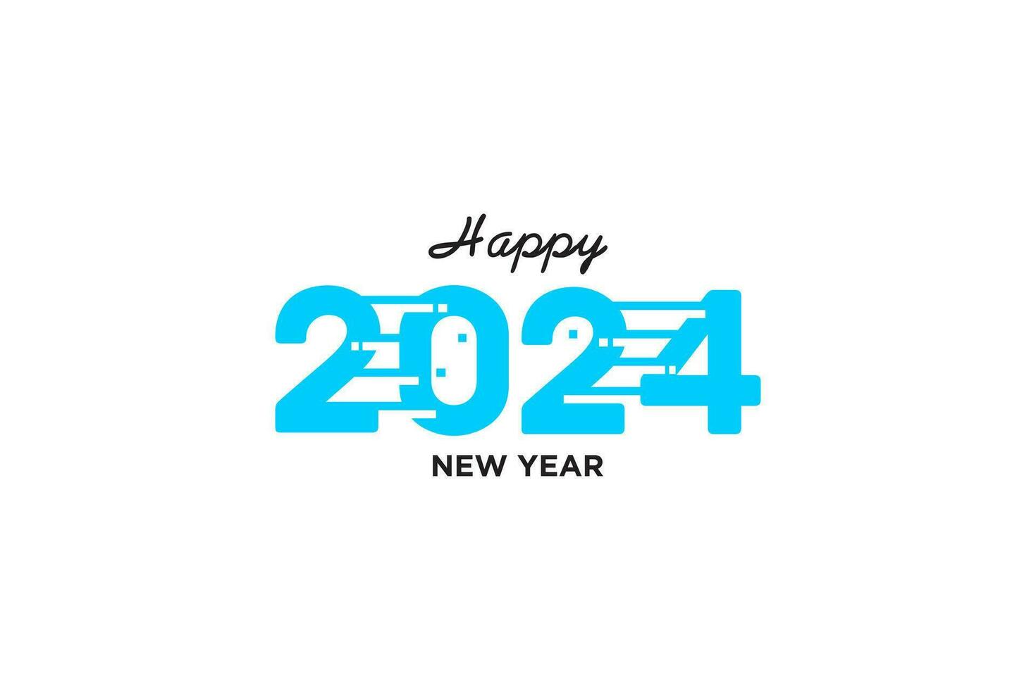happy new year 2024 vector, 2024 design background with connected numbers on white background vector