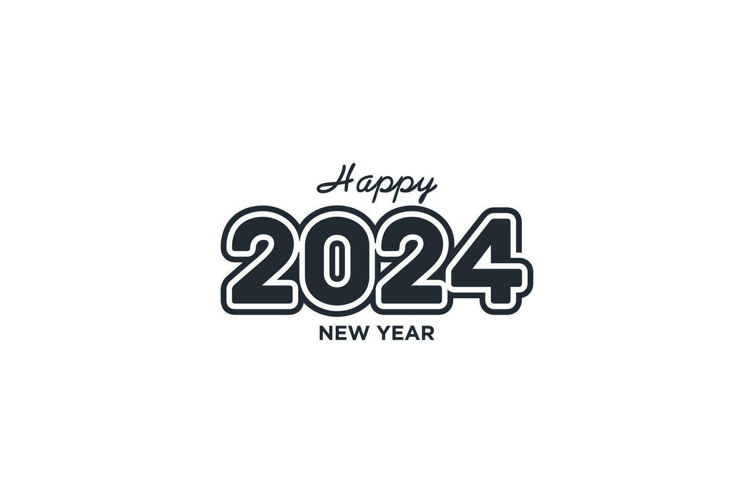 happy new year 2024 vector, 2024 design background with simple numbers on white background vector