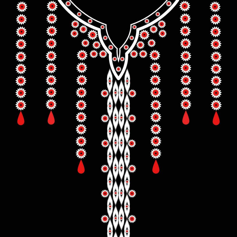 Traditional geometric ethnic embroidered neckline vector